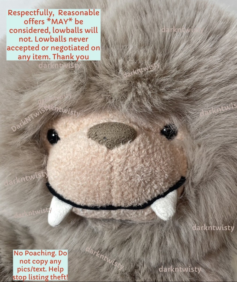Jellycat Bo Bigfoot Plush Stuffed Animal Gray BO2BF 0 Ages 1-2 3-4