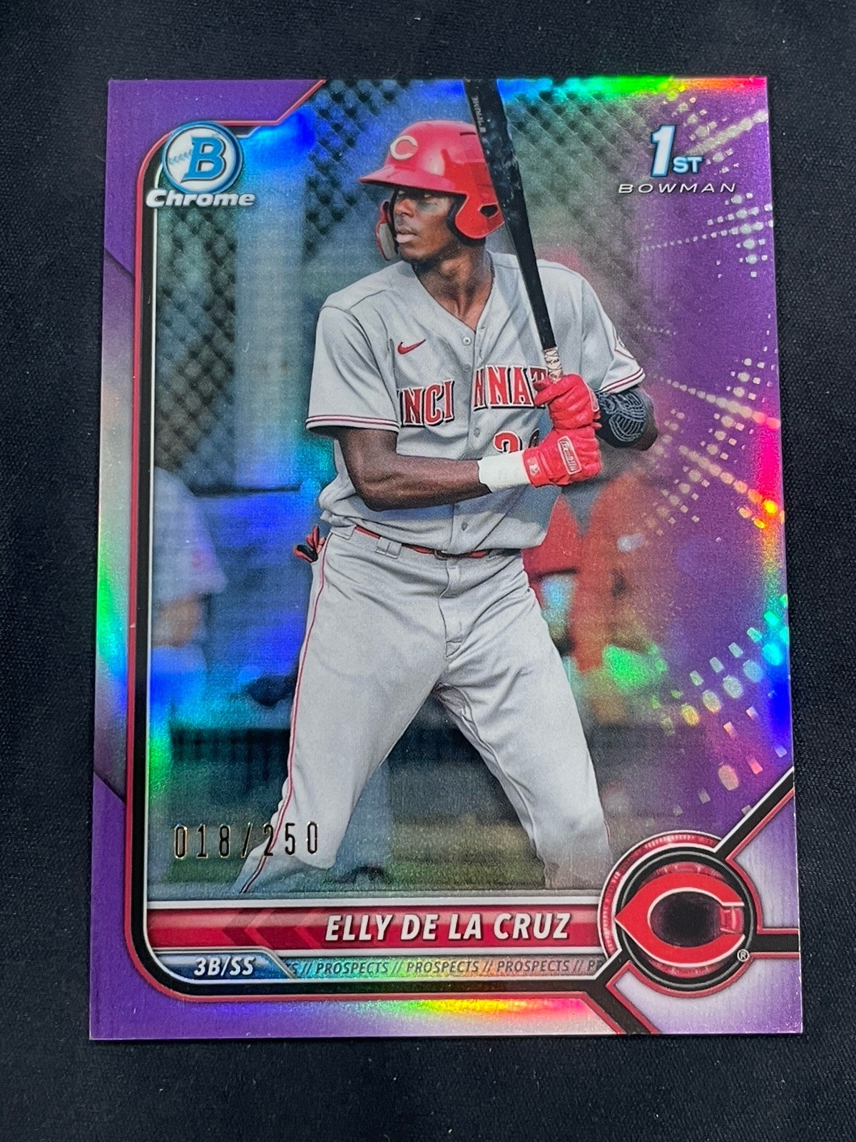 Elly DE LA CRUZ 2022 Bowman CHROME Purple /250 REFRACTOR #BCP-50 Rookie RC NM-MT