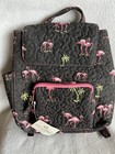 New Donna Sharp Quilted Backpack- Black W/Pink Flamingos