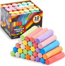 JOYIN 30 PCS Sidewalk Chalks for Kids, 10 Colors, Non-toxic Jumbo Washable Color