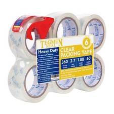 Heavy Duty Clear Packing Tape with Dispenser Combo for Shipping, Moving Sto...
