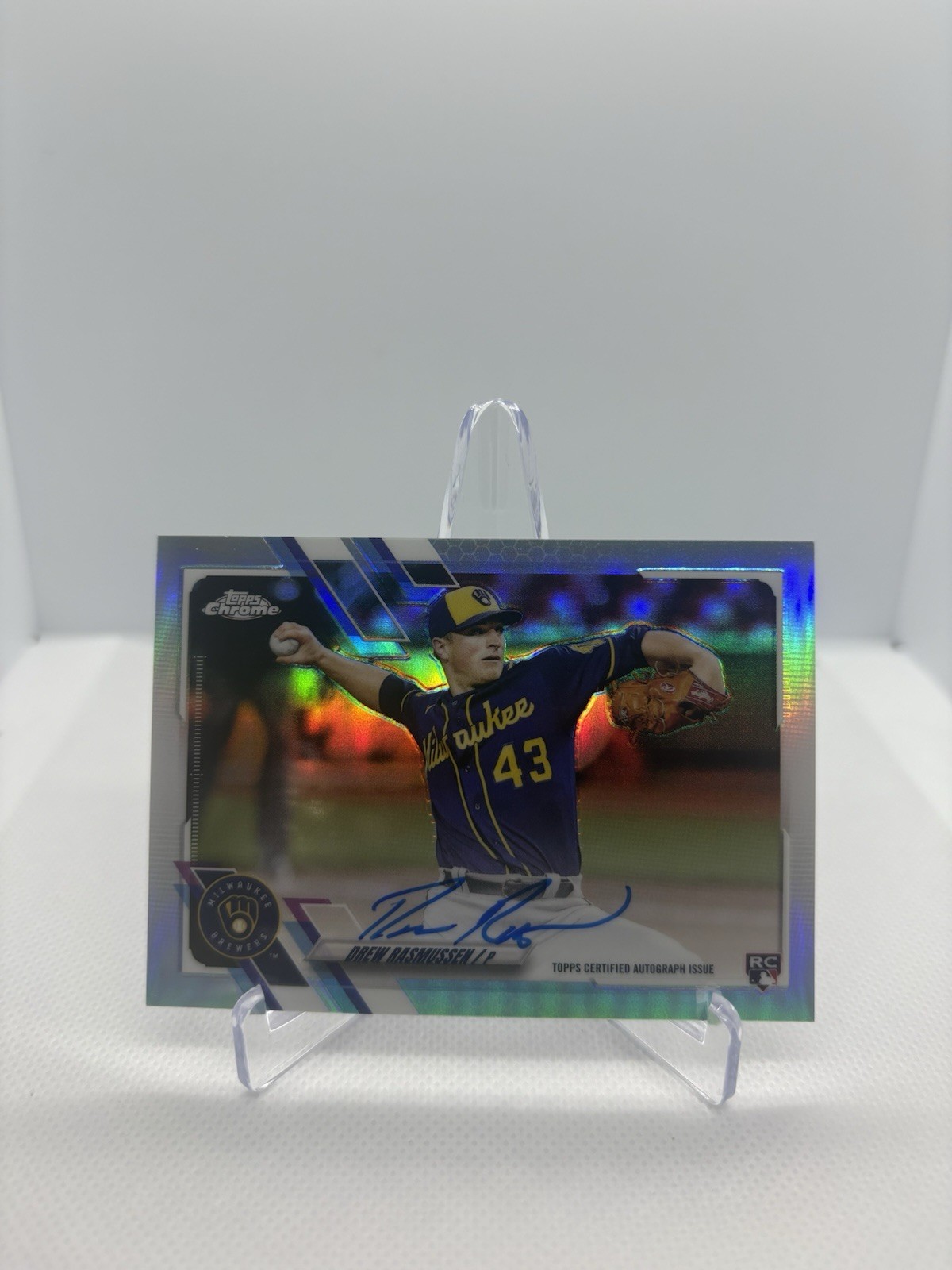 2021 Topps Chrome - Drew Rasmussen Rookie Autograph Refractor /499 On Card