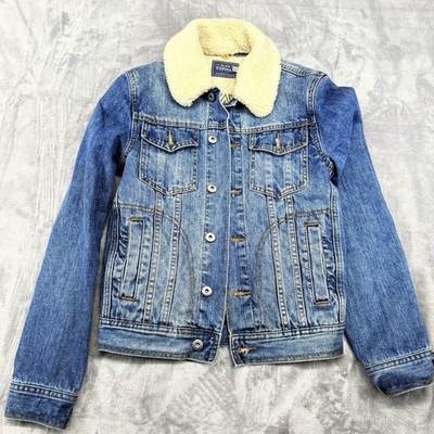 Top Man Trucker Jacket Men's Denim Sherpa Collar Lined XSmall Chest 34-36
