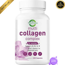 Multi Collagen Complex Types I II III V X  Biotin  Hyaluronic Acid  240 Cap