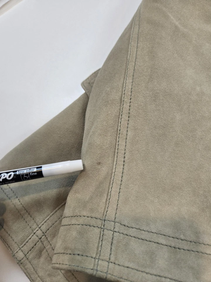 Chaqueta Armani Collezioni Para Hombre 50 Beige Gamuza Cuero Cremallera Frontal Abrigo Hecho en Italia Foto 4 de 4