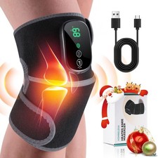 Cordless Heated Knee Massager, 3-in-1 Heating Pad with 3 Vibration and Heatin...