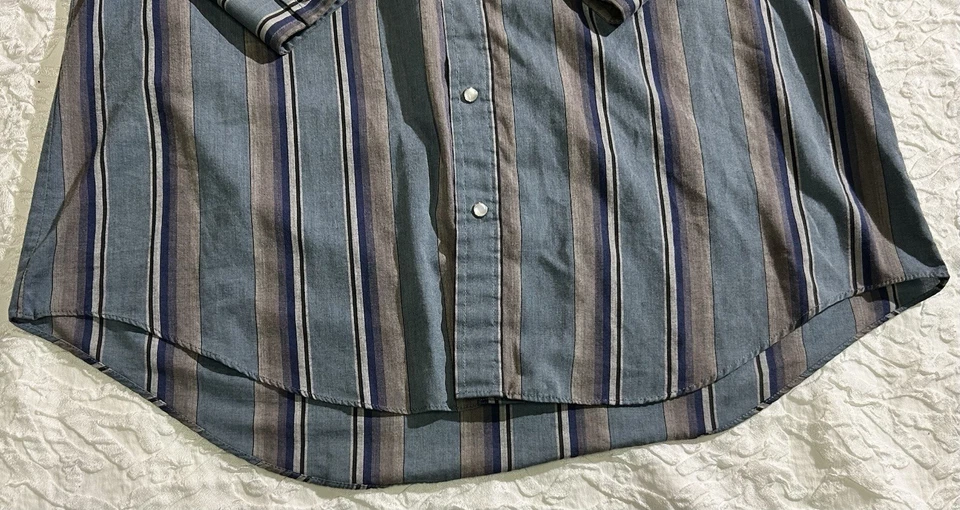 Ely Cattleman Tall Man LT 16.5 X37 Stripped Western Pearl Snap Button Shirt - Image 2 of 4