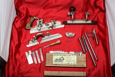 Early Stanley Rule & Level Co. #45 Combination Plow Plane w/ Box & 20 Cutters