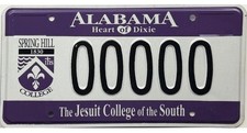 *SAMPLE SALE*  Alabama SPRING HILL COLLEGE Sample License Plate