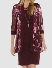 R  M Richards Women's Red 2-pc Attached-Necklace Jacket  Dress Size 16