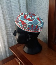 Hand embroidered skull-cap hat/23.2"/59 cm/Boho ethnic cap/Uzbek muslim kufi hat