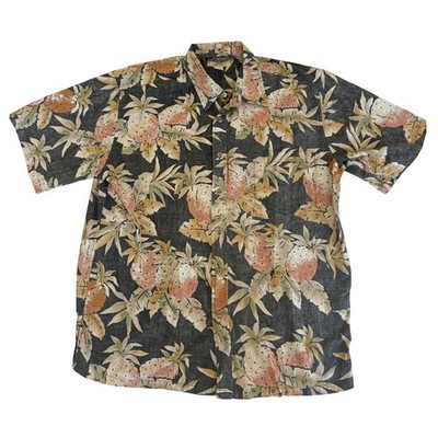 Cooke Street Mens Pineapple Button Up Shirt L Black Tropical Hawaiian Vacation