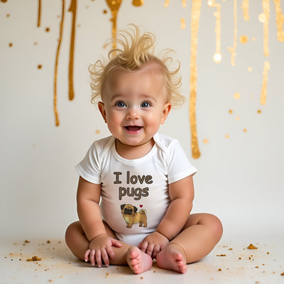 I LOVE PUGS Unisex Strampler Kleidung Strampler Weste. Hundeliebhaber Geschenk Babyparty