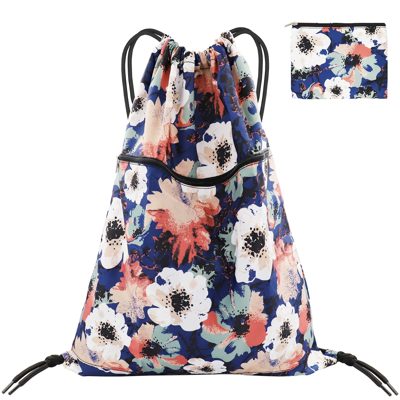 Sac à dos à cordon pour le sport et l'école, grand format noir