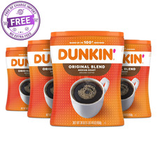 4 Pack Dunkin Original Blend Medium Roast Ground Coffee, 30 oz Canister, NEW