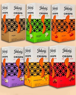 Jokers Rye Crisps 12 Bags (2 of Each Flavor)   Roasted Rye Chips