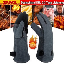 1 Paar Kaminhandschuhe Ofenhandschuhe Leder feuerfest Hitzeschutzhandschuhe