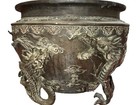 Meiji Bronze Jardiniere Relief Cast Dragons Signed Yoshida Zo Monumental 23x17” — photo 1