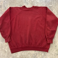 Vintage 1970s JCPenney Red Raglan Crewneck Sweatshirt Distressed Size L