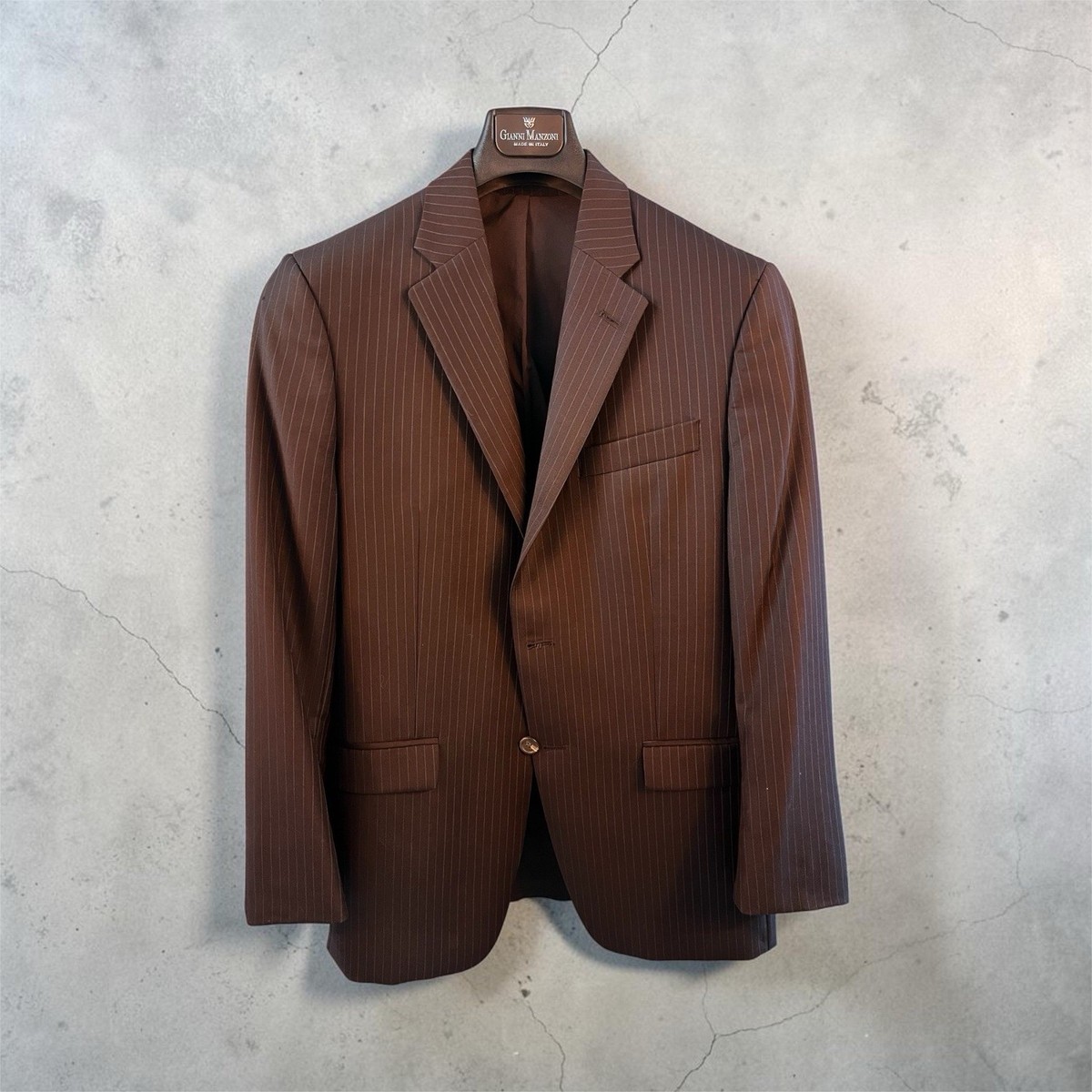 Lauren Ralph Lauren Brown Pinstripe 100% Wool Suit Mens 38R Jacket