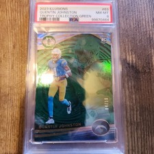 2023 Panini Illusions football Quentin Johnston green/10 PSA 8