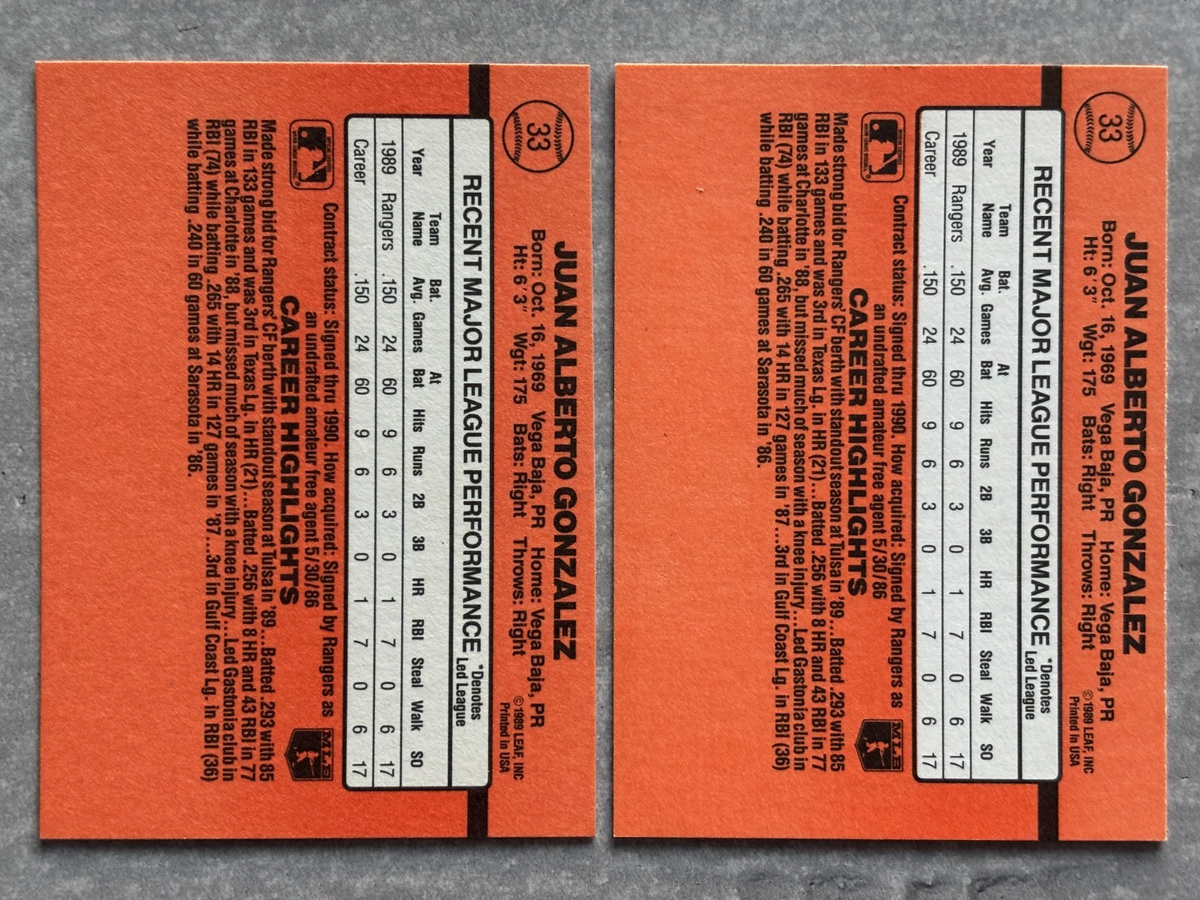 ごんざれすページ ORLANDO GONZALEZ 1990 Pacific Senior Professional Baseball #82