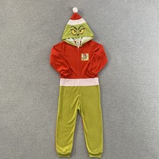 Dr Seuss The Grinch Pajamas One Piece Youth Size 6 Hooded Christmas