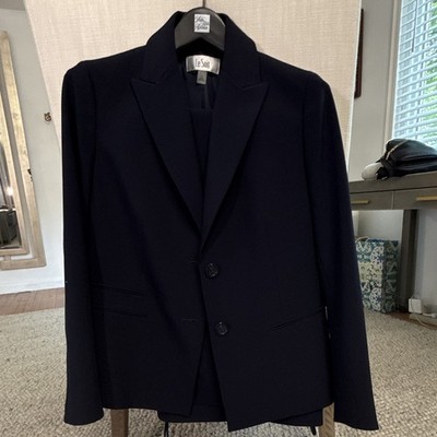Le Suit Women s Size 12 Navy Collared Blazer Button Front Classic Fit w/ Pants