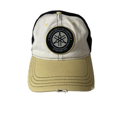 Gorra Yamaha Golf-Car Company Snap Back beige negra malla camionero envejecida