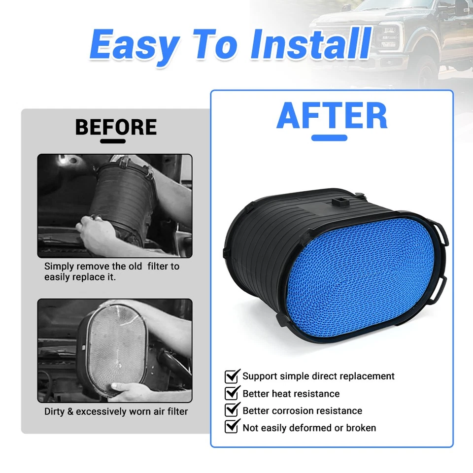 2x Filtro de aire para Ford F250 F350 Super Duty 6,0 L V8 2003-2007 FA1778 3C3U9601BC Foto 4 de 4