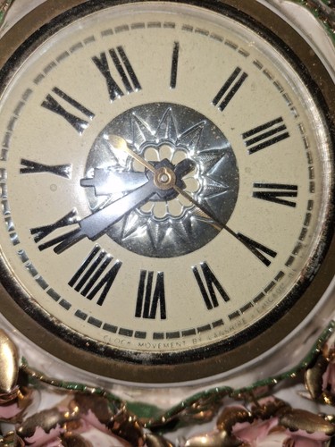 Vintage Lanshire Floral Pink Roses Ceramic Clock .Works Great With Accessories - Picture 15 of 15