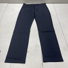 Dress Pants Mens 32x31 Navy Blue Stretch Flat Front Straight Leg Casual Office