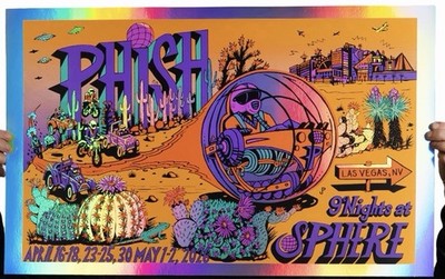激レア！ヴィンテージ PHISH Billy Breathes ライブ・ポスター Phish Poster Foil Poster Jim Pollock Sphere Las Vegas 4/23 4/24 4