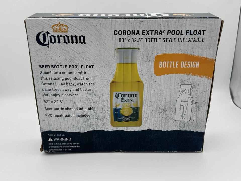 Botella de cerveza Corona Extra® flotador para piscina 83′′ × 32,5′′ – Nueva en caja Foto 2 de 2