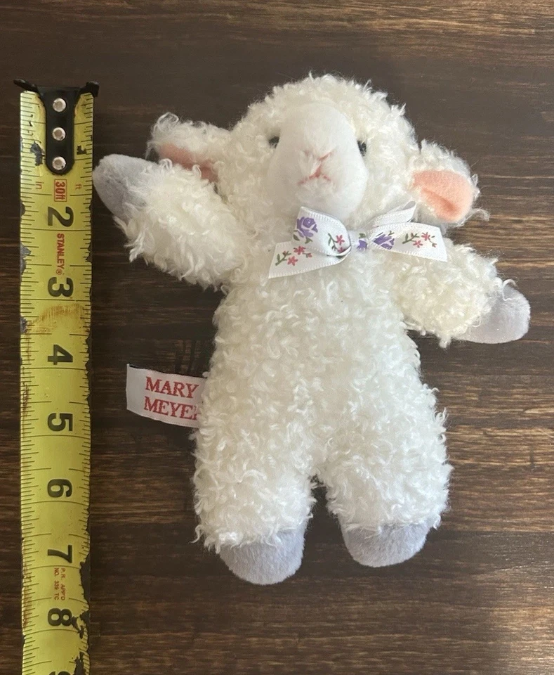 Mary Meyer White Lamb Tippy Toes Finger Puppet 7” Peluche Oveja 1996 De colección Foto 4 de 4