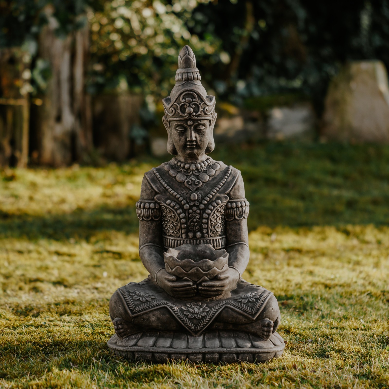 Buddha Temple Guardian Statue, Cast Stone, Multicolored, 65 cm H.,...