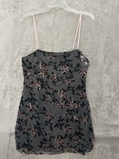 Forever 21 Contemporary Floral Slip Dress Womens Sz Large Spaghetti Strap Sheer