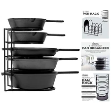 Heavy Duty 5-Tier Pan Organizer Rack - Space-Saving Kitchen Storage - 12.2" High