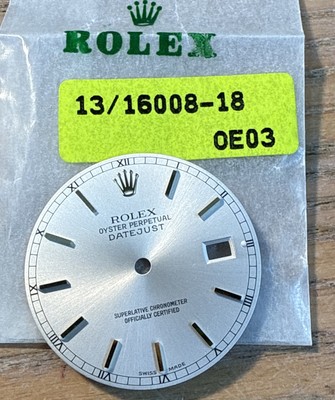GENUINE ROLEX MEN'S DATEJUST WATCH DIAL SILVER 16008 EXCELLENT CONDITION 28MM