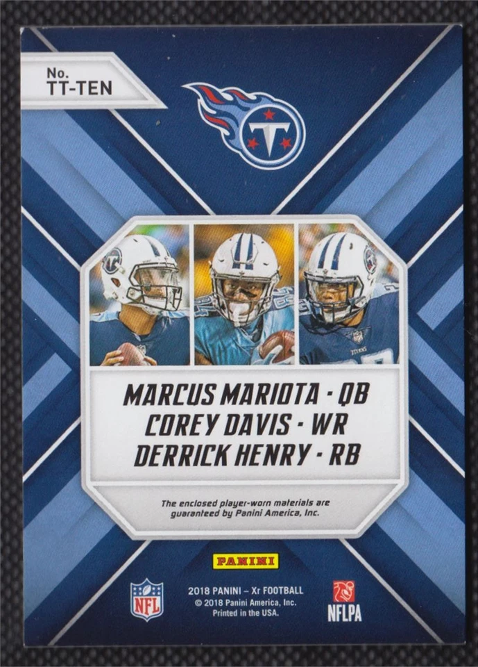 2018 Panini XR Team Trios Materials Corey Davis/Derrick Henry 16/49 #TT-TEN - Image 2 of 2