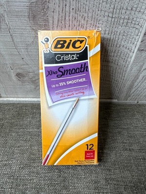 Bic Cristal Xtra Smooth Red Ink Ball Pens Medium/Mediana 12 Pack