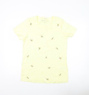 bpc Selection gelbes geblümtes Baumwoll-T-Shirt für Damen Größe 14
