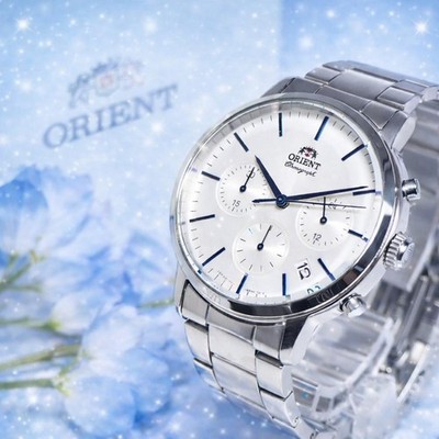 ORIENT RMD0 UAB0 Chronograph Watch Mens Silver Timepiece Genuine Authentic