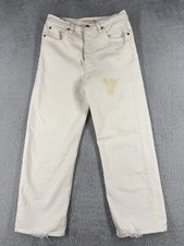 Levis Premium Pants Women 29 White Denim Jeans Big E Ribcage Straight 28x25