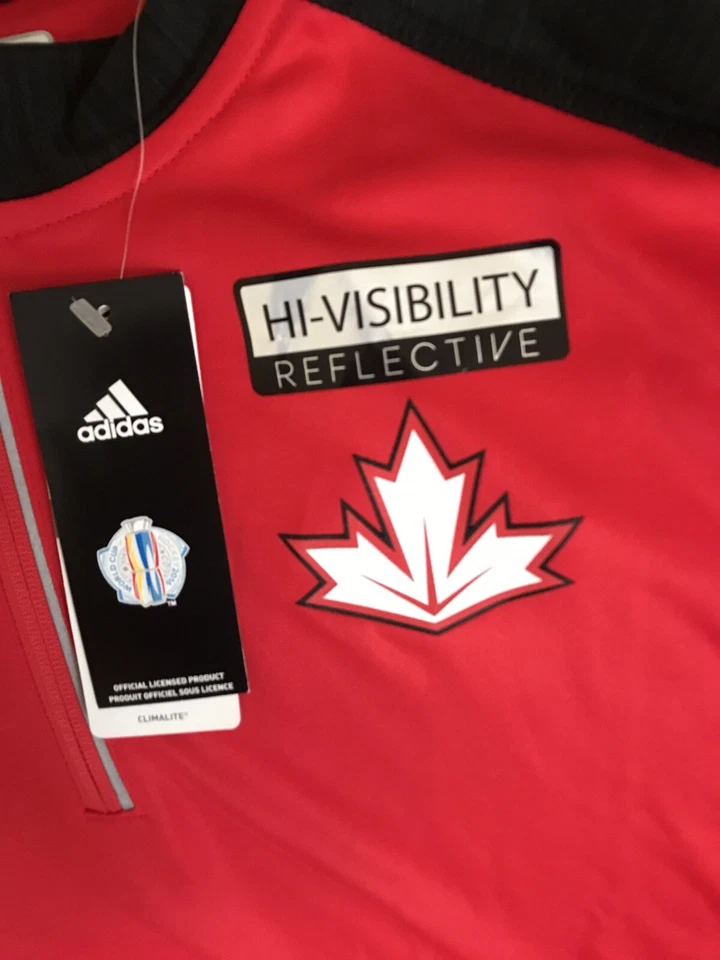 Camisa ADIDAS CANADÁ WORLD CUP OF HOCKEY 2016 Roja Manga Larga NUEVA CON ETIQUETAS TALLA XL HOMBRES Foto 3 de 4