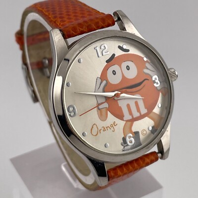 M&Ms Watch Unisex 36mm Orange M&M Silver Tone Case Quartz Analog Three Hands