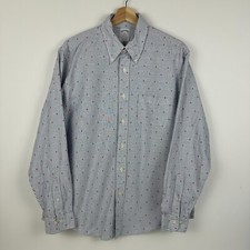 Brooks Brothers Regent Button Down Shirt Long Sleeve Striped Blue Mens Large L
