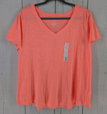 Sonoma Size XXL The Everyday Tee Highlighter Orange V Neck Short Sleeve Top NWT