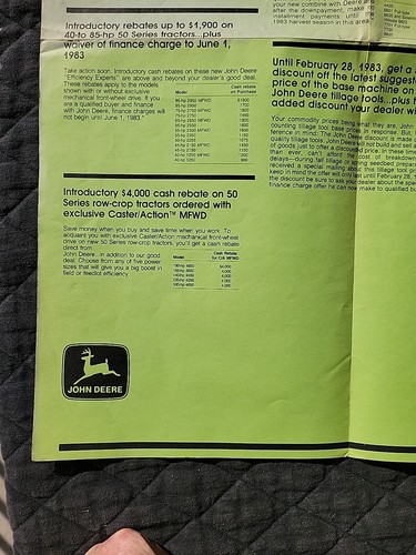 Póster publicitario John Deere Spring Bonus Specials 1983 concesionario 21,75x 16,75 - Imagen 4 de 7