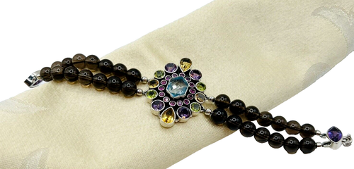 Brand New Nicky Butler 925 Silver Aqua Quartz Garnet Citrine Amethyst Bracelet - Picture 2 of 13